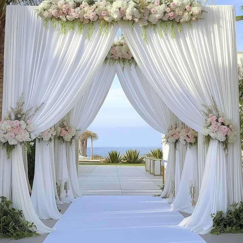 20×12ft White Wrinkle Free Backdrop Curtain for Wedding, Soft Silky Washable Drape Backdrop