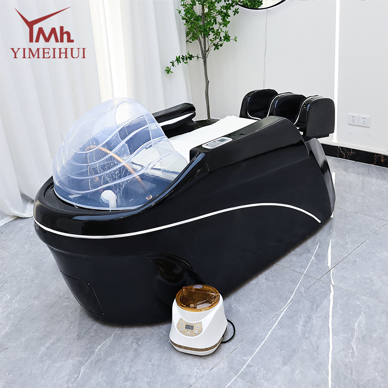 Salon Head Spa Shampoo Massage Bed Synthetic Leather Head Therapy Bed Automatic Massage Shampoo Chair Hair Spa Equipment