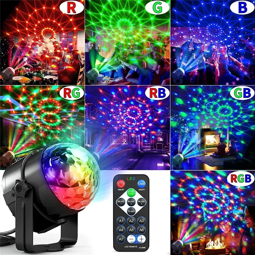 RGB LED Disco Stage Night Light, Strobe Lamp para Casa, KTV, Party Club, Bar, Dança, Presente de Natal, Efeito de Iluminação, Som Ativado