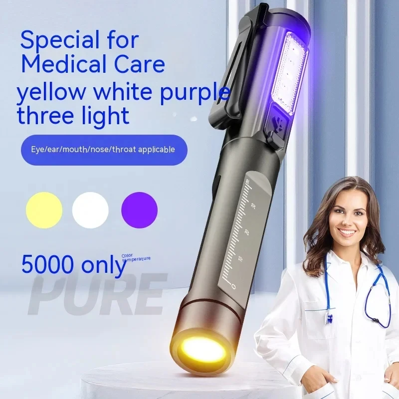 Professionelles medizinisches Stiftlicht, handliche wiederaufladbare LED-Taschenlampe, Erste-Hilfe-Arzt, Krankenschwester, tragbare Diagnosestiftlampen
