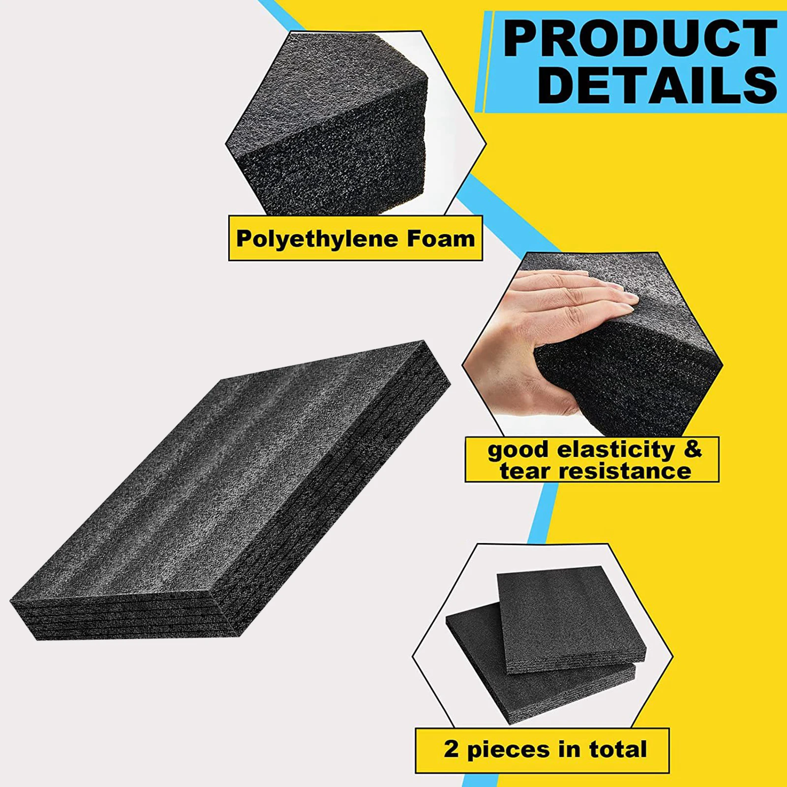 Polyethylene Foam Sheet High Density Foam Padding Black Cushion Foam Packing Pad Cuttable Foam Insert for Packing and Crafts