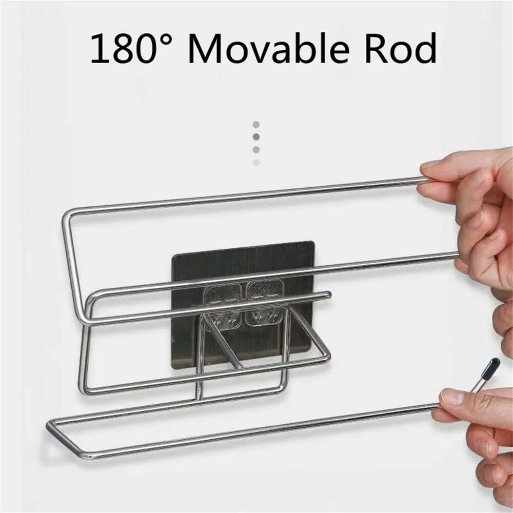 2PCS 주방 종이 수건 홀더 접착제 화장지 랙 수건 걸이 티슈 디스펜서 롤 냅킨 캐비닛 보관 액세서리