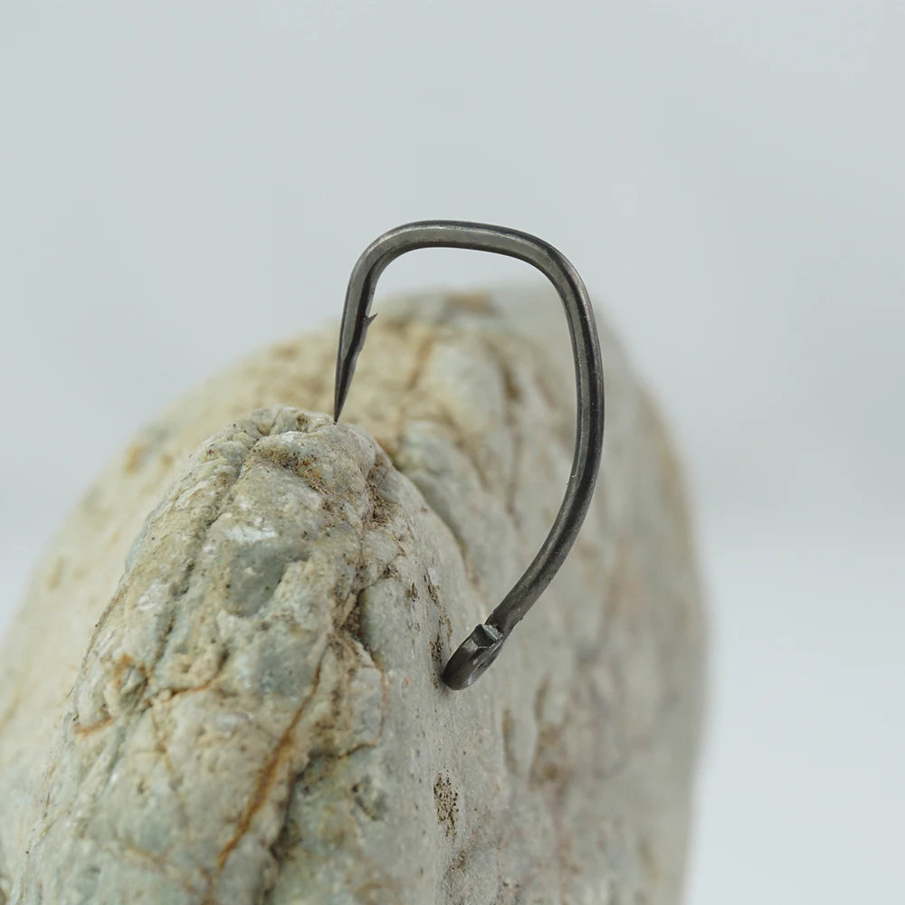 Hirisi 15 Uds anzuelos de pesca de carpa con ojo Micro púa anzuelos de acero alto en carbono recubiertos de PTFE X917 accesorios de pesca