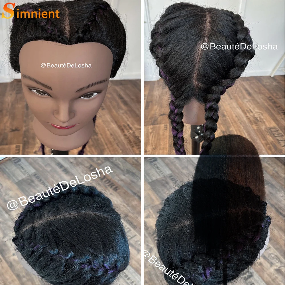 Manequim Africano Cabeça com Tripé, 100% Cabelo Real, Formação Cabeleireiro, Manequim Cosmetologia Cabeça Boneca, Trança Styling