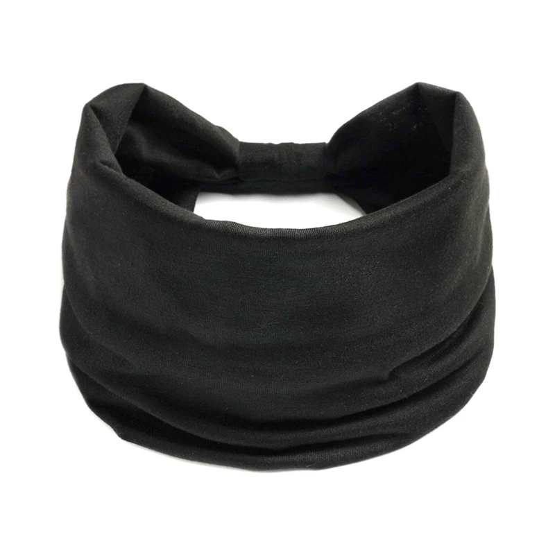 Novo boho cor sólida larga headbands vintage nó elástico turbante headwrap para mulheres meninas algodão macio bandana acessórios de cabelo