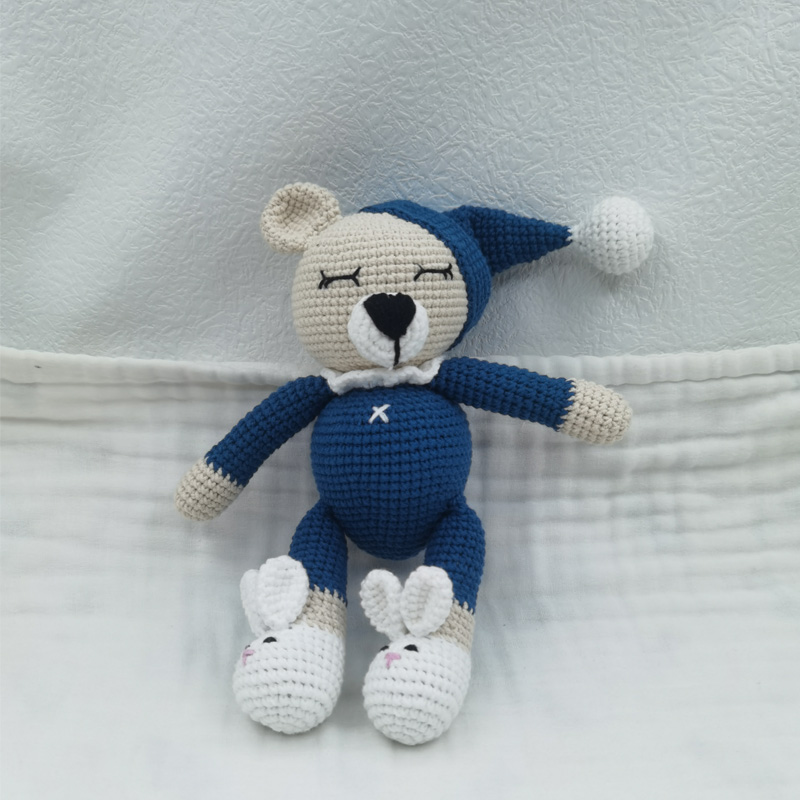 1 セット DIY かぎ針編みクマ赤ちゃんおしゃぶり新生児バニーガラガラおもちゃ木製臼歯歯が生えるリングおしゃぶりクリップチェーンセットベビー用品