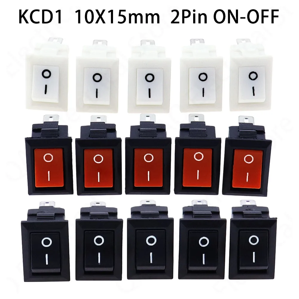 5/10 шт. кнопочный переключатель 10x15 мм SPST 2Pin 3A 250 В KCD11 защелкивающийся кулисный переключатель включения/выключения 10 мм * 15 мм черный, красный и белый