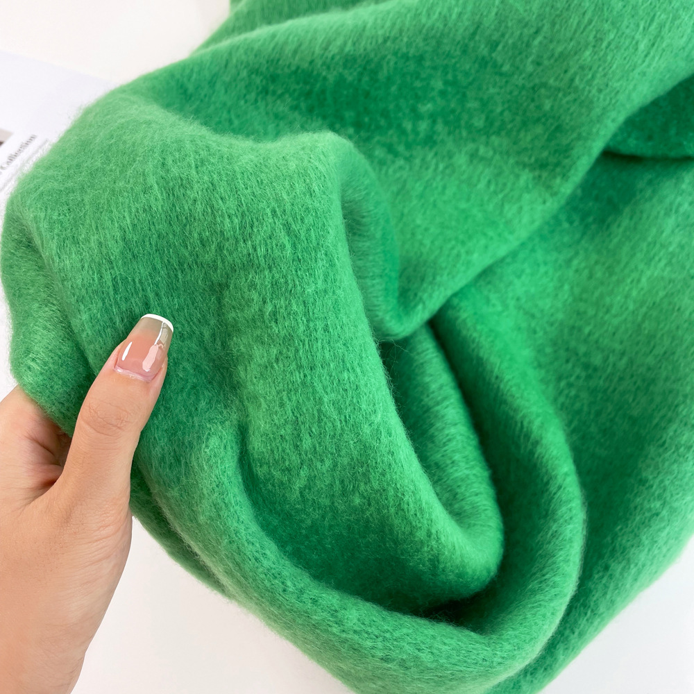 Otoño e Invierno nuevo más bufanda de pelo largo de crin ropa cálida de alta clase para mujer con babero verde chal de Color sólido W038
