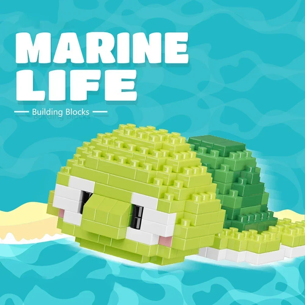 Micro mini tijolo tubarão estatueta boneca kit de construção subaquático oceano tema diy brinquedo educativo aniversário das crianças presentes do feriado