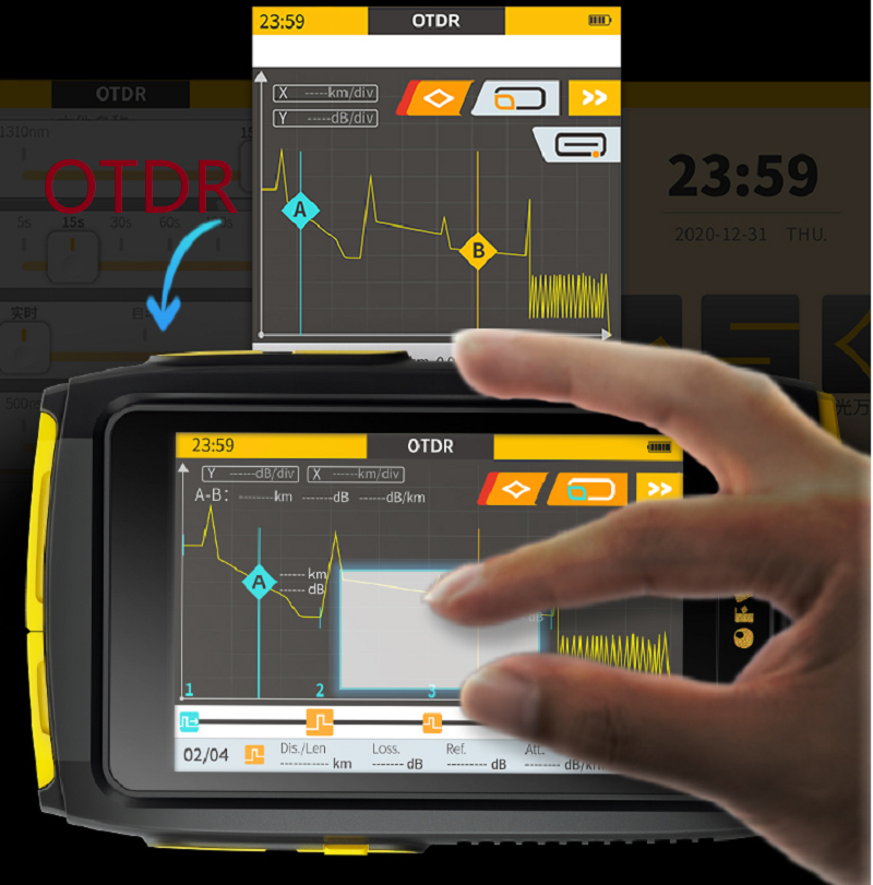 OFW Mini OTDR Оптический отражатель Otdr Активный оптоволоконный живой тестер 1550 нм 20 дБ Оптический рефлектометр Сенсорный экран OPM VFL iOLA