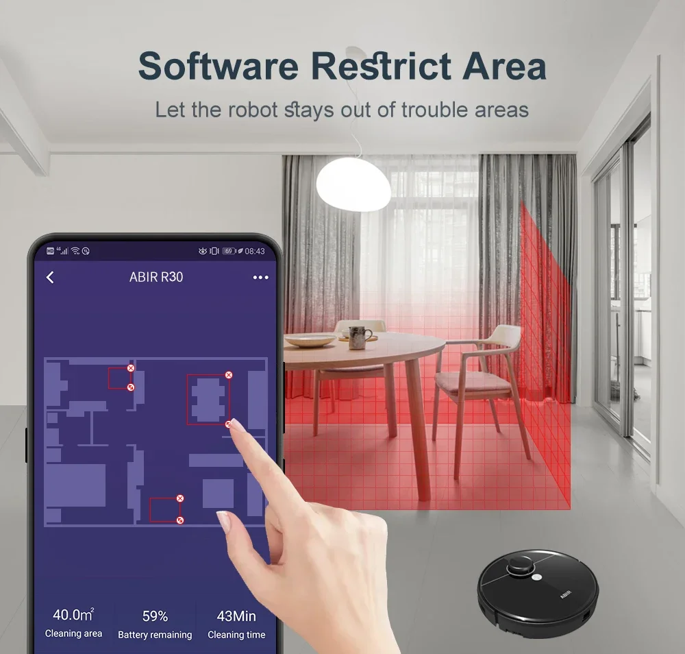 Robot aspirador ABIR R30, estación de vaciado automático, Lidar láser, succión de 6500PA, mapa multipiano, aparato en seco y húmedo para hogar inteligente