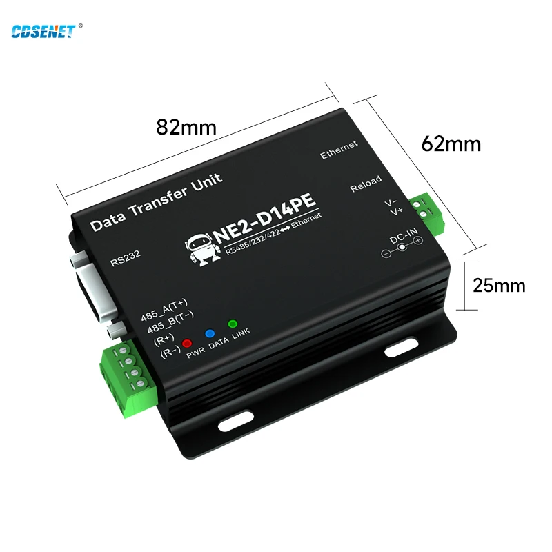 RS485/232/422 zu Ethernet Serial Server Modbus Gateway DC 8-28V CDSENT NE2-D14PE POE Power Signal Isolation TCP UDP MQTT HTTP