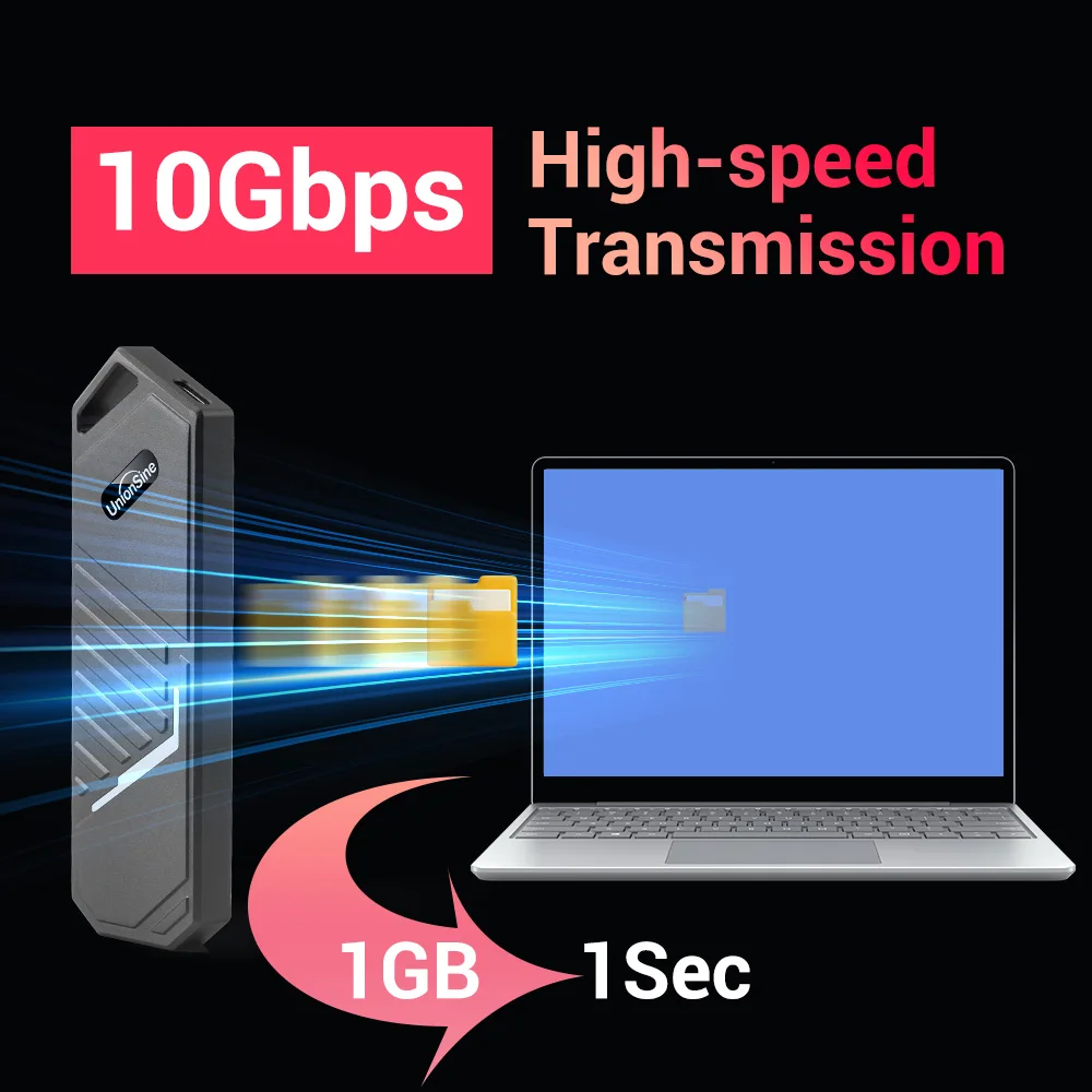 Unionsine M2 SSD Case NVMe USB 3.2 Type C Gen2 10Gbps Enclosure อะลูมินัมอัลลอย M.2 NVMe โซลิดสเตทไดรฟ์สำหรับ2230 2242 2280