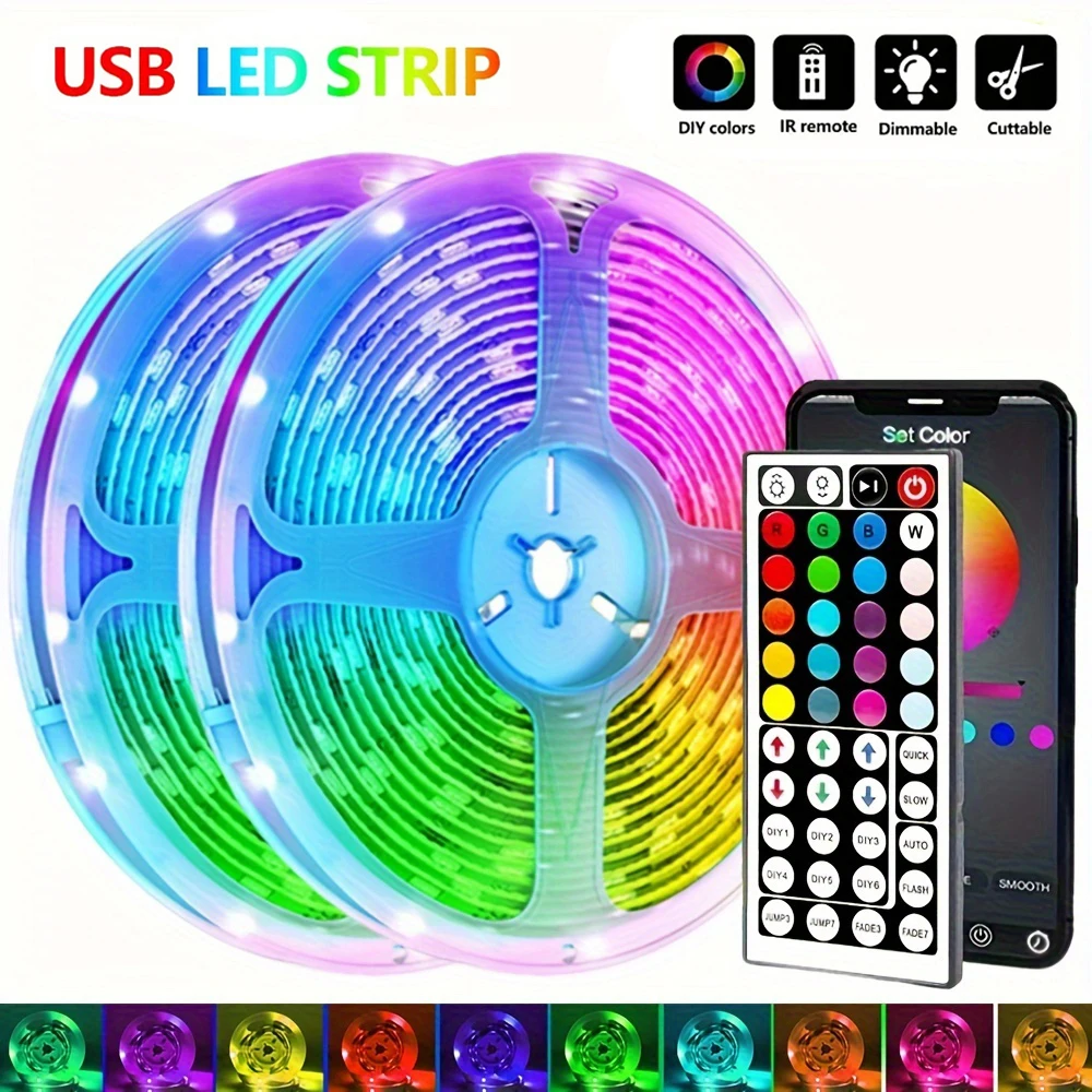 5050 16/tira de luces LED aplicación Bluetooth Control IR RGB USB brillante mejor traje para dormitorio TV pared y sala de estar decoración fiesta