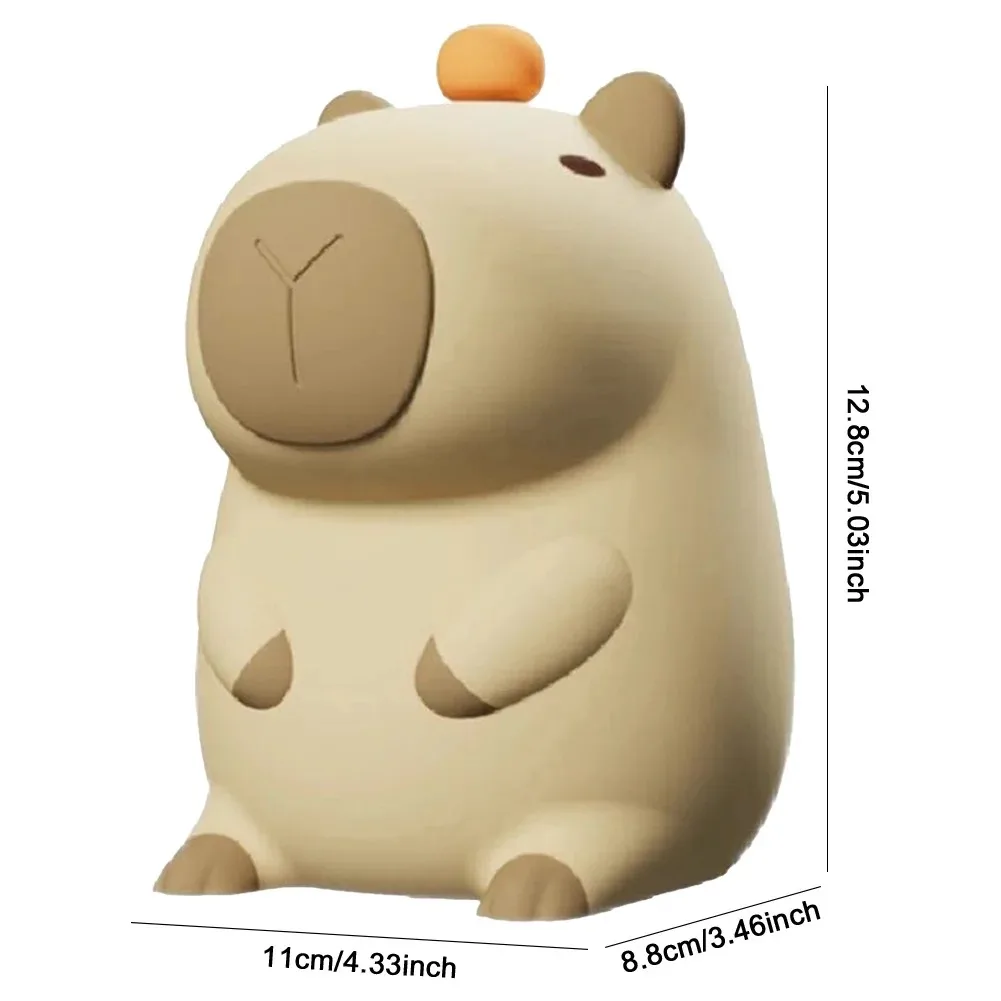 Adorable luz nocturna LED de capibara, lámpara de animales de silicona suave, regulable y recargable, luz de noche con control táctil para niños Ro