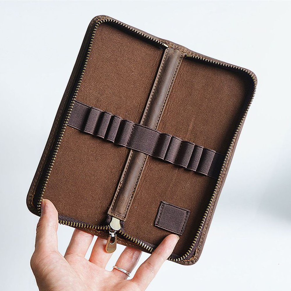 ของแท้หนัง Multi-Functional Pencilcase พร้อมผู้ถือปากกาซิปปากกาเครื่องเขียน