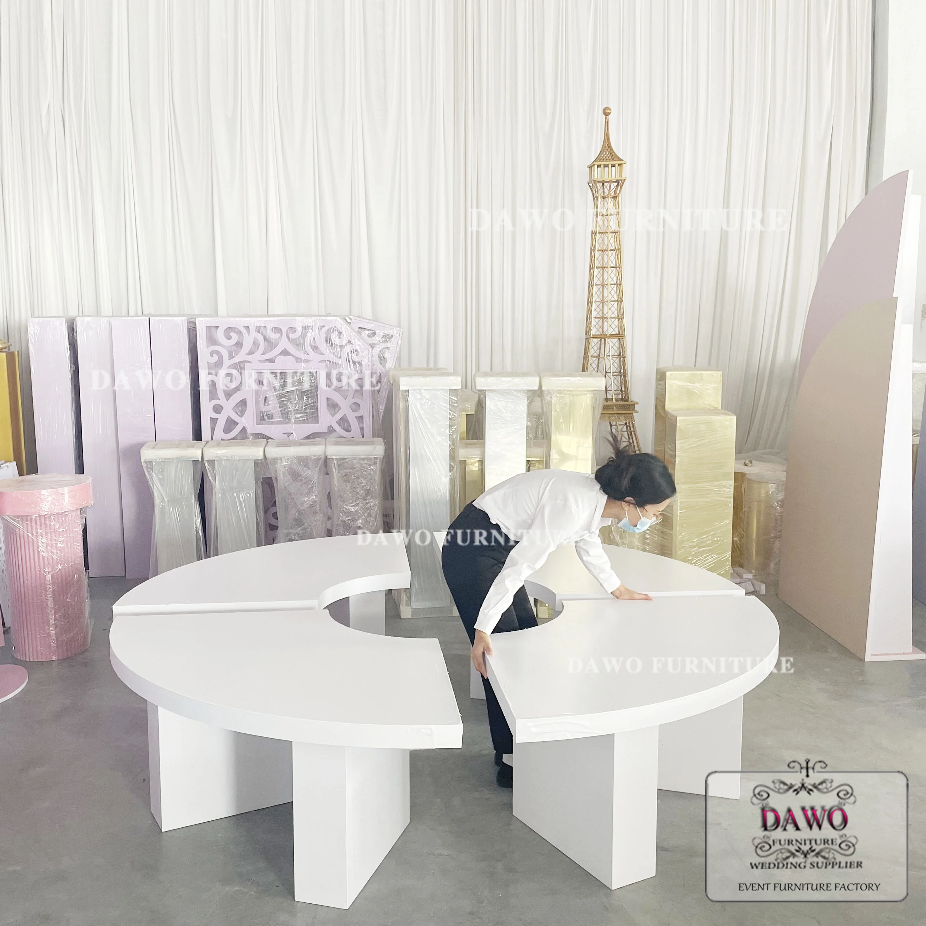 Children Kids Table White Plastic Mdf Big Round Event Party Table