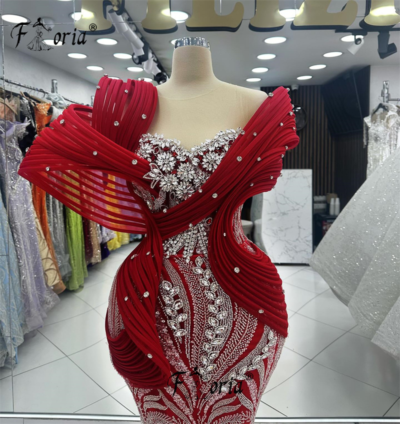 Roter Teppich Perlen Meerjungfrau formelle Zeremonie Party kleid Silber Kristall Pailletten Hochzeits abend Soiree Kleider Grand Event Kleider