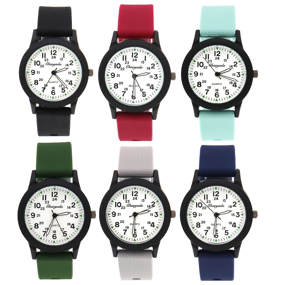 Reloj deportivo de cuarzo para hombre y mujer, cronógrafo de pulsera con batería japonesa, resistente al agua, 12 colores