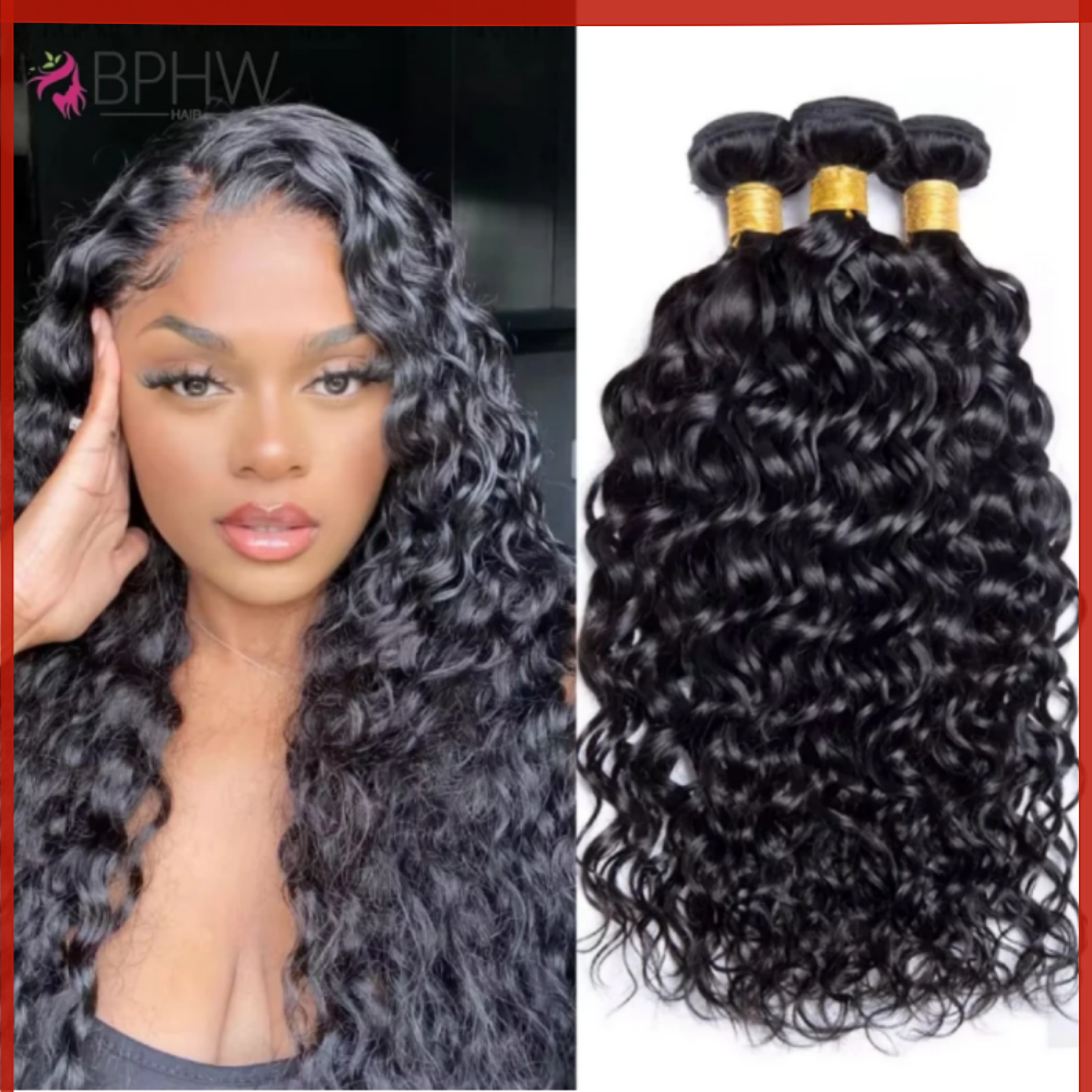 Watergolf Bundels van echt haar Krullend Diepe golf 3 bundels Braziliaans Natuurlijk Zwart Echt haar Remy-haar 100% echt haar Natuurlijk