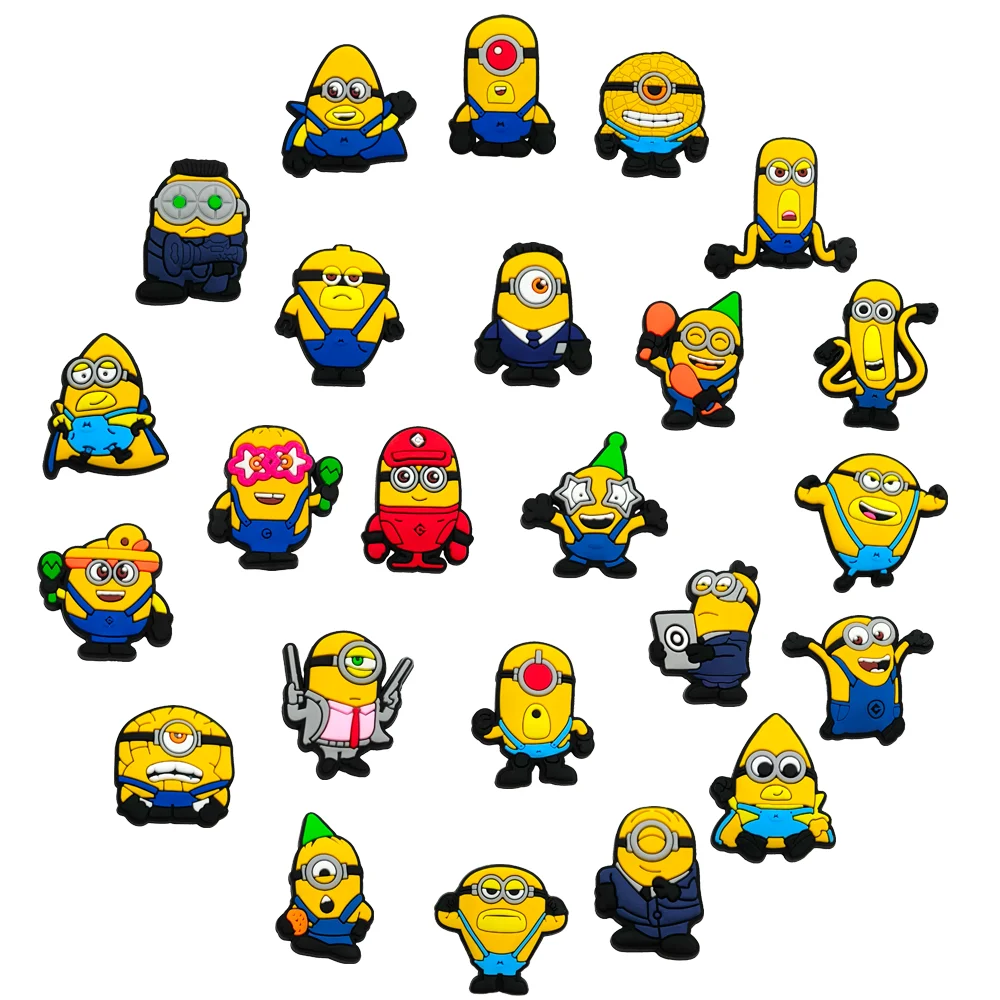 Miniso 24 ชิ้น/เซ็ต Minions Series ​ อุปกรณ์เสริมรองเท้า Charms สําหรับการตกแต่งรองเท้า Clog แบบคลาสสิก
