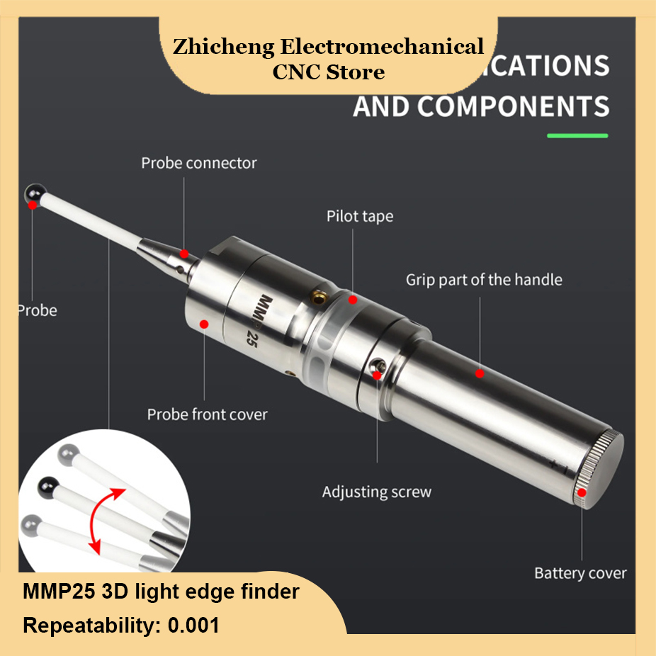 MMP25 3D localizador de borda de luz CNC centro de usinagem sub-centro sensor de detecção de haste som brilhante de alta precisão 0,001