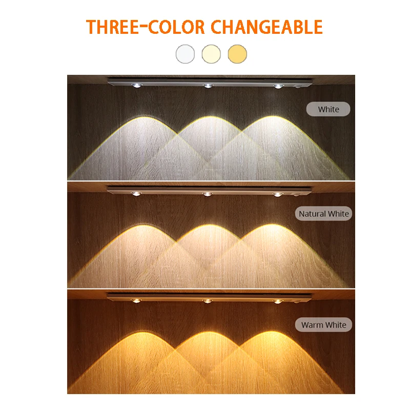 Motion Sensor Night Light LED Under Cabinet Lights Rechargeable Cat's Eye Ripple Atmosphere Lamp Room Indoor Lighting