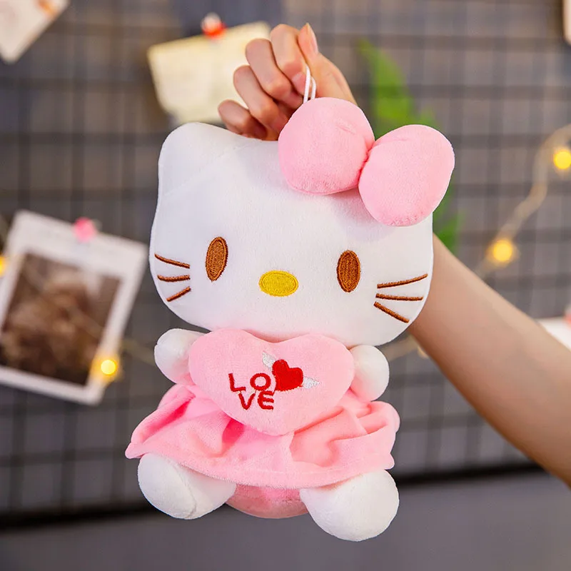 น่ารัก Hello Kitty สีชมพูตุ๊กตายัดไส้ของเล่นอะนิเมะการ์ตูน Plushie ตุ๊กตายัดไส้หมอนของเล่นเด็กวันเกิด Xmas ของขวัญ