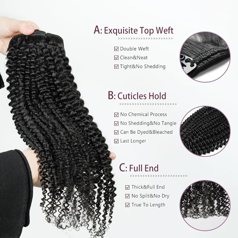 Deep Wave คลิปต่อผมมนุษย์ 120g คลิปในส่วนขยายเต็มหัวบราซิลคลิปบน Curly Hair Extension สําหรับผู้หญิง # 1B