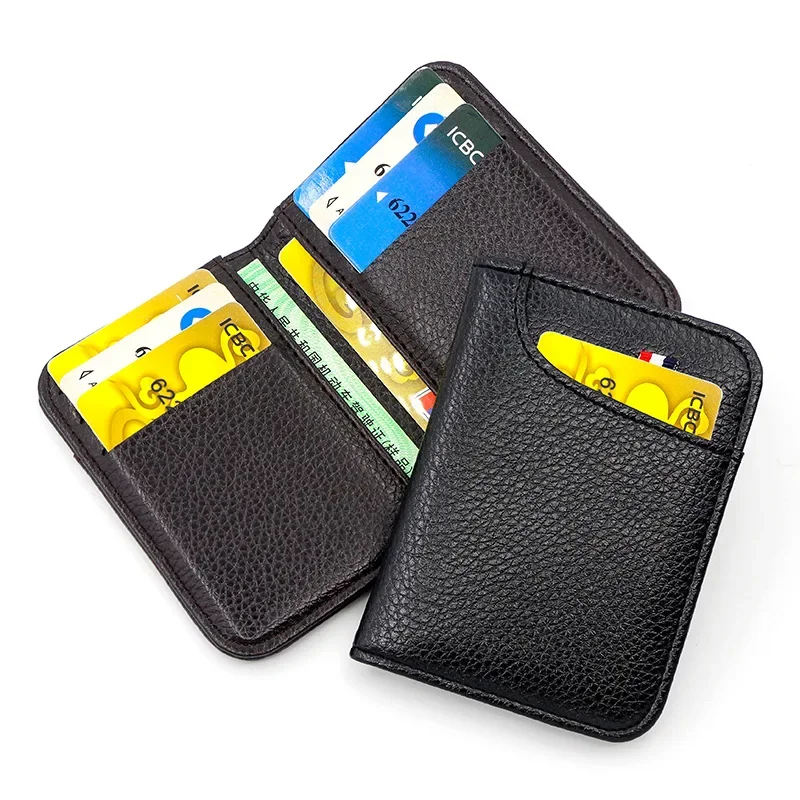 Cartera para hombre, cartera suave súper delgada portátil de cuero PU, Mini billetera para tarjetas de crédito, tarjeteros, billetera plegable Vintage para hombre