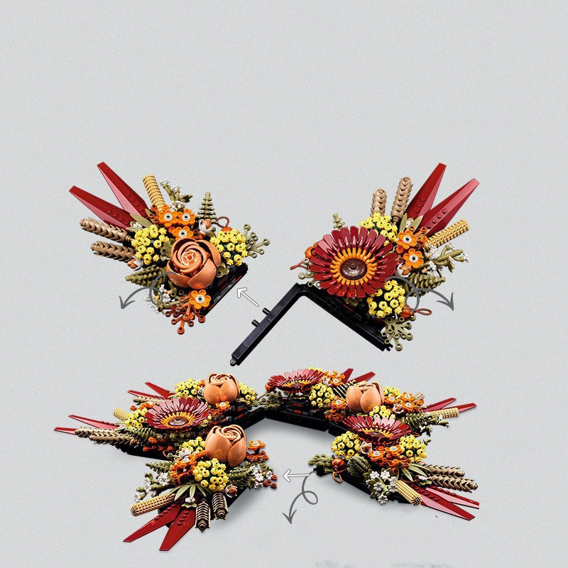 새로운 꽃 꽃다발 빌딩 블록 말린 꽃 벽 장식과 호환되는 다채로운 Gerbera 모델 어린이 크리스마스 선물 10031