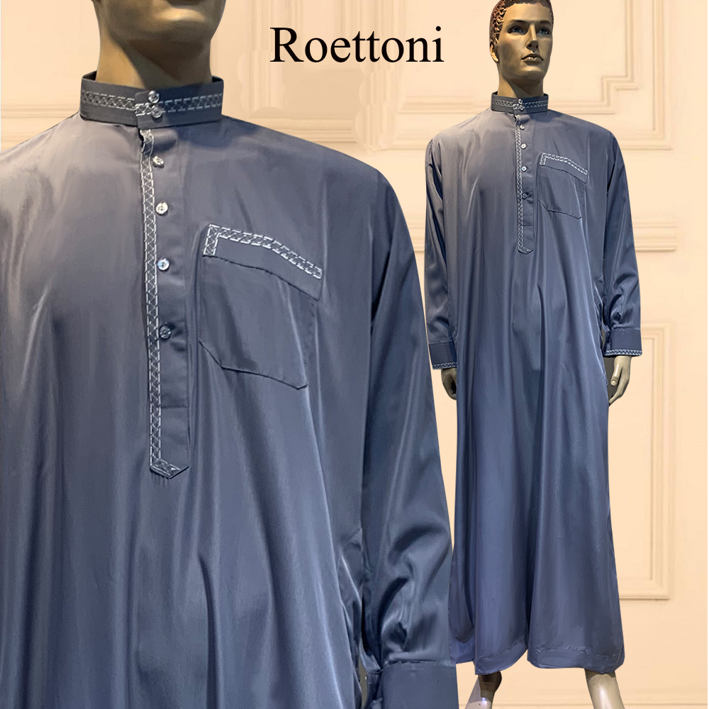 1 Mảnh Thấp Cổ Dân Tộc Áo Sơ Mi Người Đàn Ông Hồi Giáo Của Jubba Thobe Kaftan Cầu Nguyện Váy Qatar Pakistan Djellaba Hồi Giáo Vải Ả Rập áo Dài