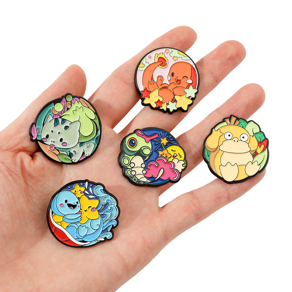 5 Pcs Creative Cartoon Pokémon Metal Brooch Cute Charmander enamel lapel Backpack Clothing Pin Jewelry Accessories Gift