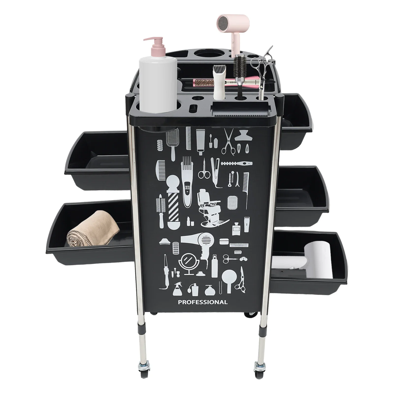 Carrello per parrucchiere, barbiere, carrello per colorazione dei capelli, carrello per spa, cassetto portaoggetti per manicure, toelettatura di animali domestici, tatuaggio