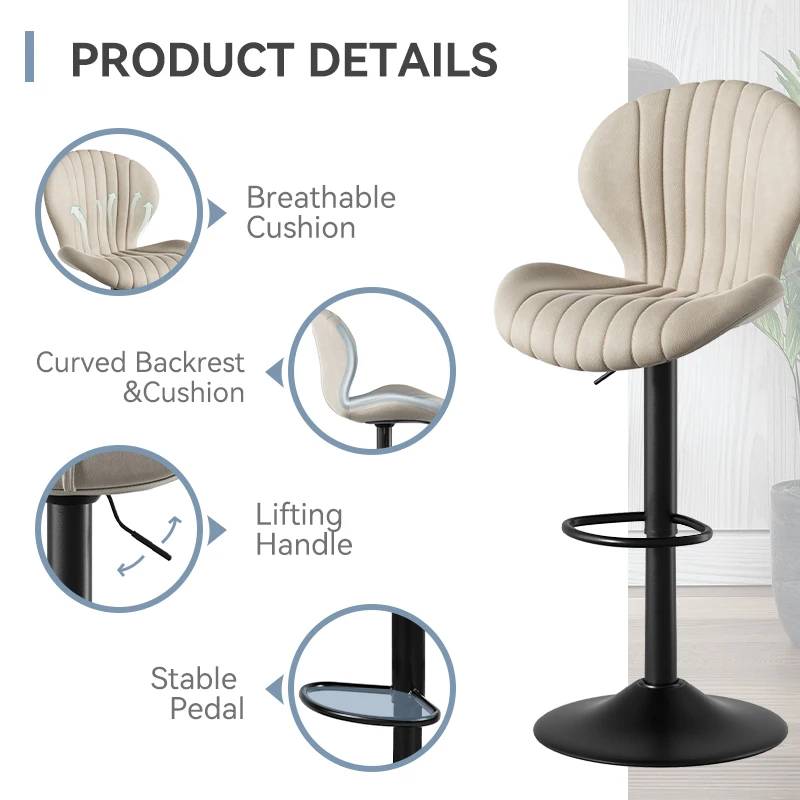 2 unids/set silla de bar giratoria moderna, 360 °   Taburete de bar de altura de mostrador ajustable, con respaldo sin pasamanos, adecuado para bar,