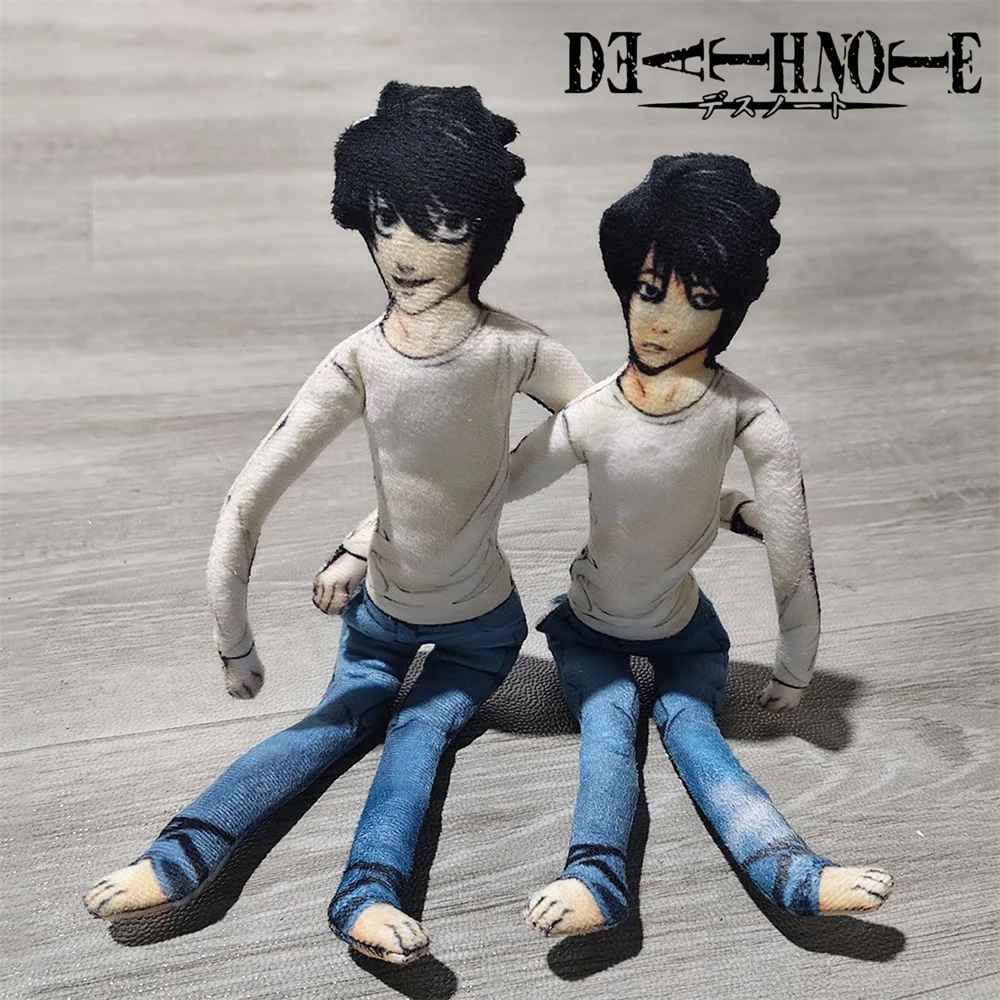 Anime Death Note L·Lawliet Cosplay Doll Plush Stuffed Dolls Iron Wire Joint Flexible Fashion Room Decoration Halloween Gifts