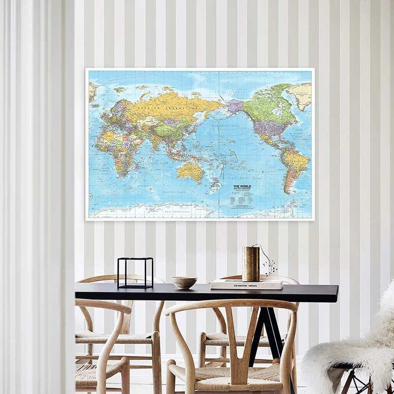 Wereldkaart 2012, stof grote poster print muur opknoping kunst achtergrond grafiek decor reisbenodigdheden in het Engels multi-size