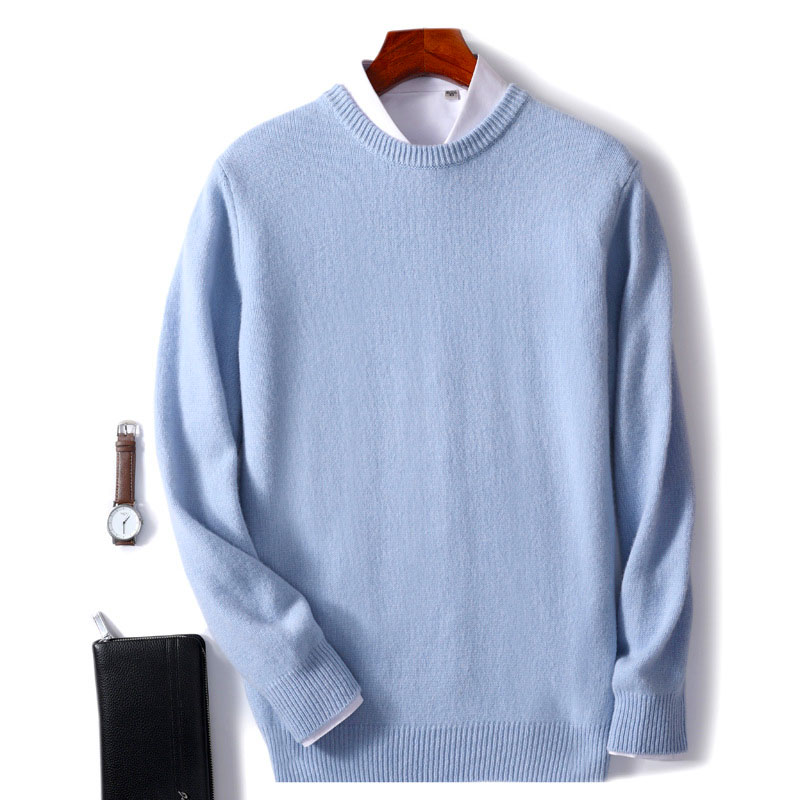 Suéter de cachemira para hombre, jerséis suaves y cálidos con cuello redondo, Camisa de punto holgada para hombre, Jersey informal coreano para otoño e invierno, 17 colores