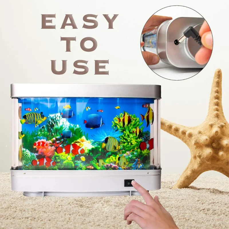 Tropical Fish Tank Lamps Artificial Aquarium Decor Virtual Ocean in Motion Night Light For Children Halloween Christmas Gift Toy