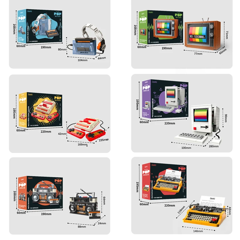 DIY Retro เครื่องใช้ไฟฟ้าเฟอร์นิเจอร์ทีวีคอมพิวเตอร์เทป Walkman เกมคอนโซลวิทยุ Building Blocks ชุดอิฐชุดของเล่น