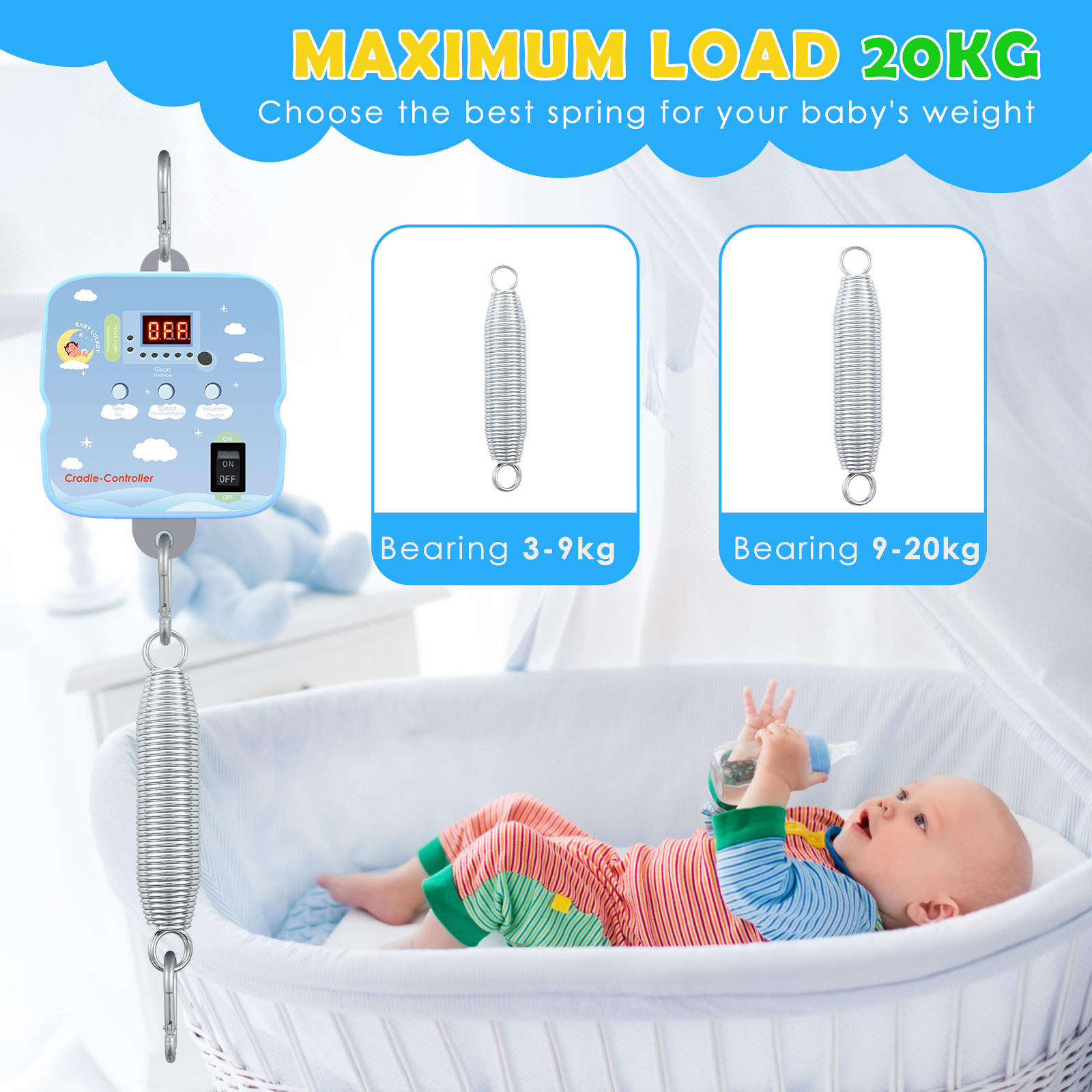 Elektrische Babyschommeling Wieg Controller Rocker Driver Rc Baby Lente Cradle Baby Hangmat Motor 9 Niveaus Verstelbare Snelheid Timing