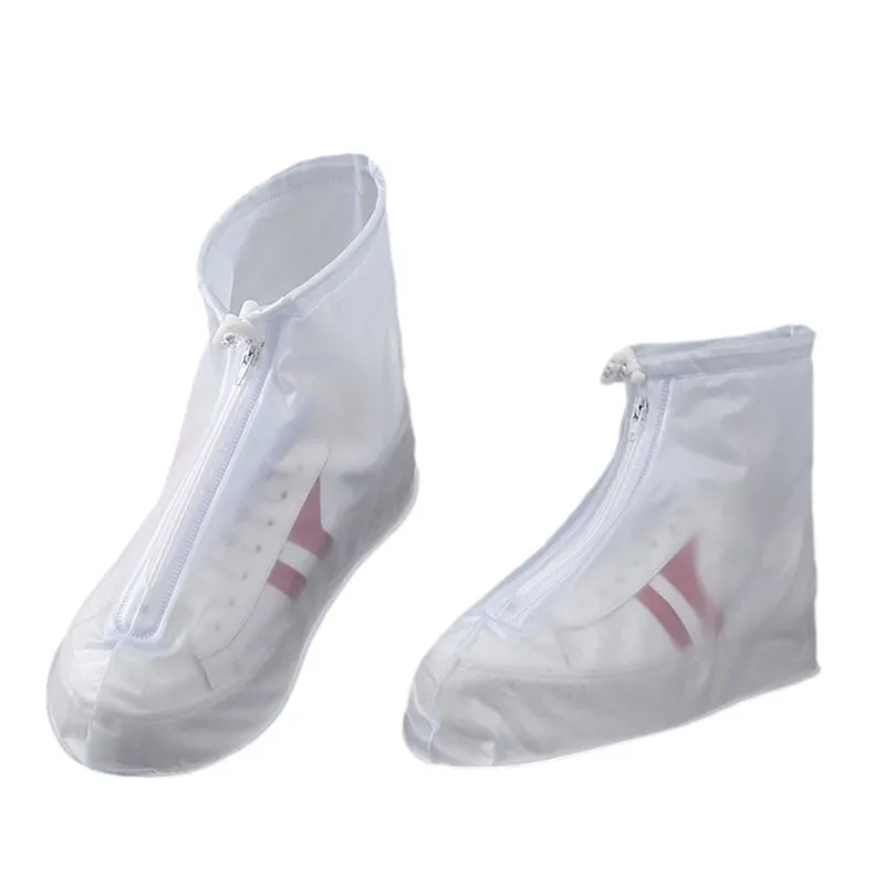 1 paire de couvre-chaussures imperméables antidérapants, semelle en silicone PVC, réutilisables, pour la pluie et la neige. Plusieurs tailles, unisexe, blanc