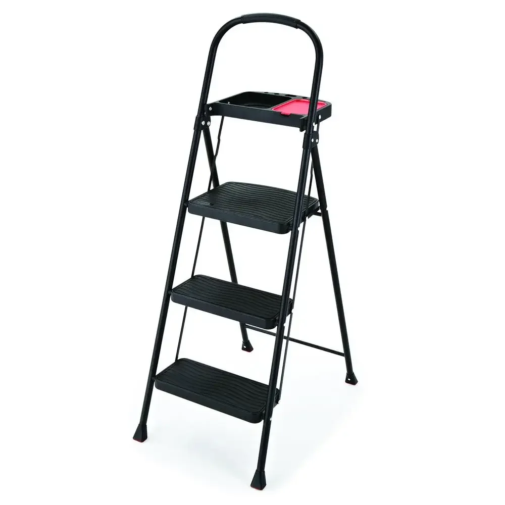 RMS-3T 3 Steel Step Stool with Project Tray Black