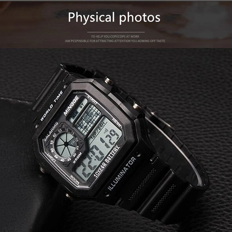 Reloj deportivo Digital luminoso para hombre, cronógrafo electrónico Delgado, resistente al agua