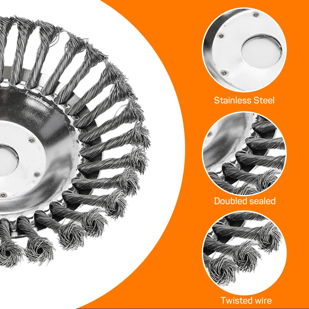 Upgrade 6/10 Inch Weed Brush Cutter Grass Head Lawn Mower Universal Rotary Wire Wheel Brush Disc Garden Trimmer Head Cutter Tool