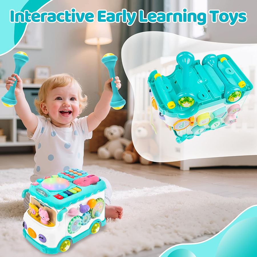 Jouets éducatifs Montessori pour bébé, Bus Musical, apprentissage Musical, jouets d'activité pour bébé en bas âge