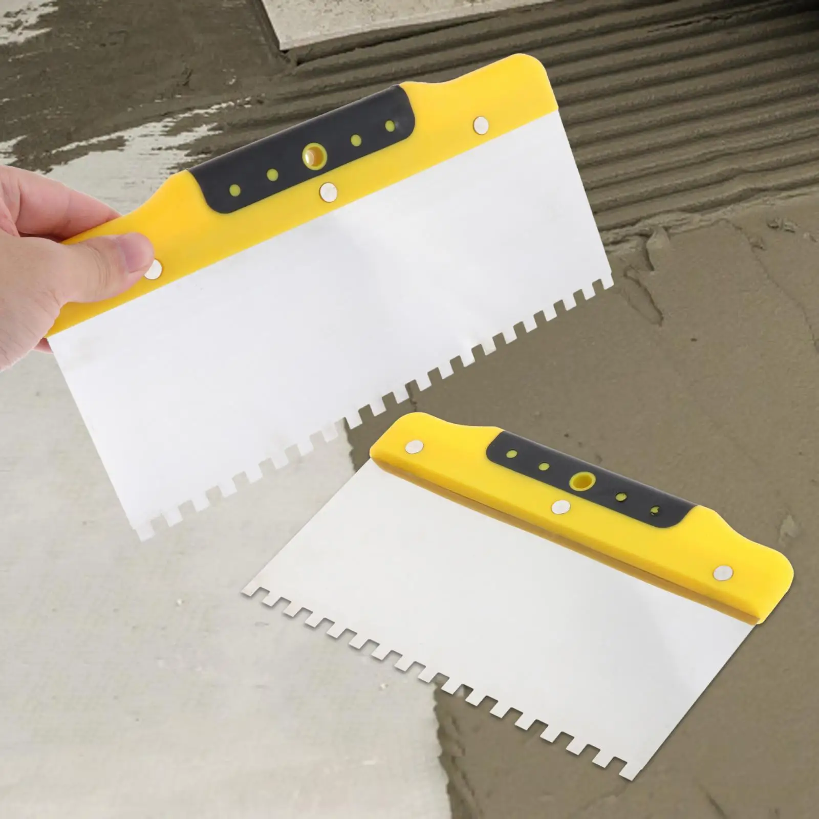 เกรียง Drywall ไม้พายมีรอยบากพร้อมด้ามจับสบาย เกรียงสแตนเลส เกรียงฉาบปูนคอนกรีต เครื่องมือก่อสร้าง