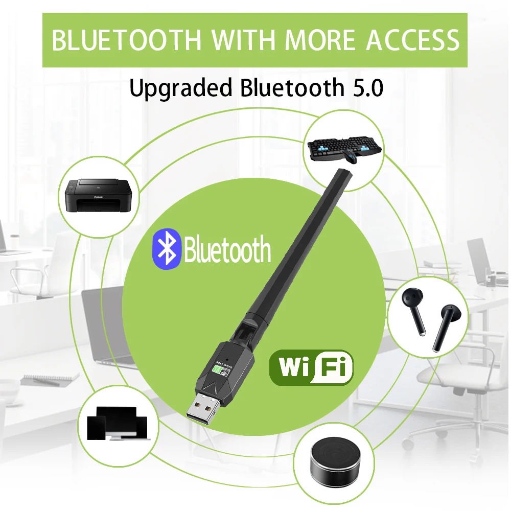 OPTFOCUS 600mbps USB Bluetooth 5.0 อะแดปเตอร์ AC Wifi 2 ใน 1 สําหรับ PC BT wifi5 2.4G 5G 5dbi Dongle Usb Wireless WiFi Receiver Para PC