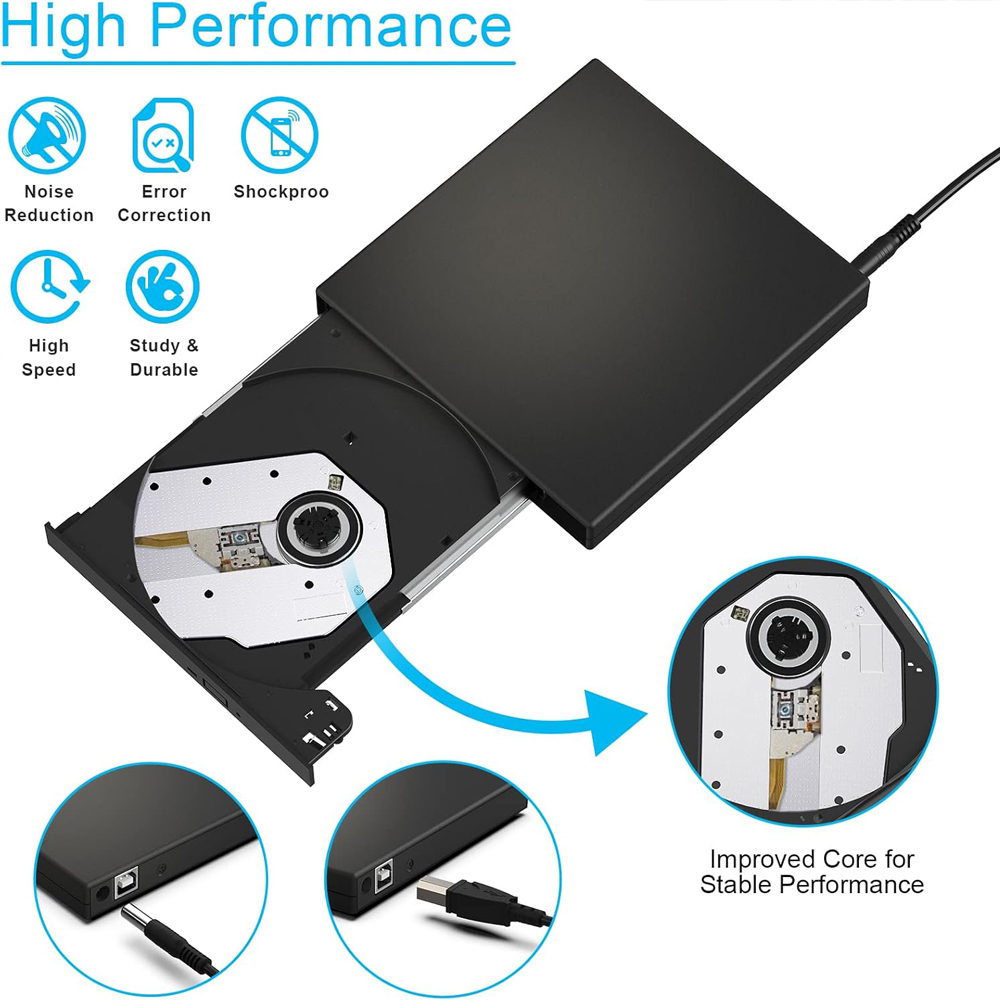 External CD-RW Drive / Writer Player External CD DVD Drive DVD-RW Burner Read USB 2.0 Slim Protable For Laptop Notebook PC