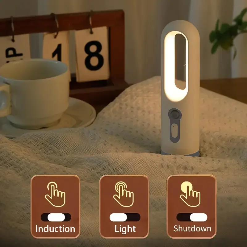 Tragbare 2-in-1-Taschenlampe mit Bewegungsmelder, Nachtlicht, Schlafzimmer, Badezimmer, Lesen, Camping, Beleuchtung, Babyfütterung, Augenpflege, Nachttischlampe
